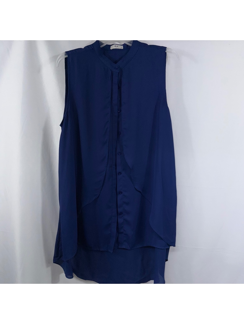 VLD Navy Blue Sleeveless High Low Tunic Blouse L